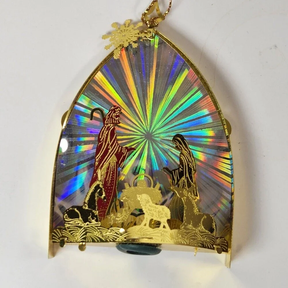 Vintage Nativity Christmas Ornament Light Cover Taiwan Laser Etched 3-D